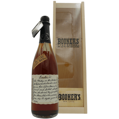 Booker's Bourbon 7 Jahre Flasche und Holzbox