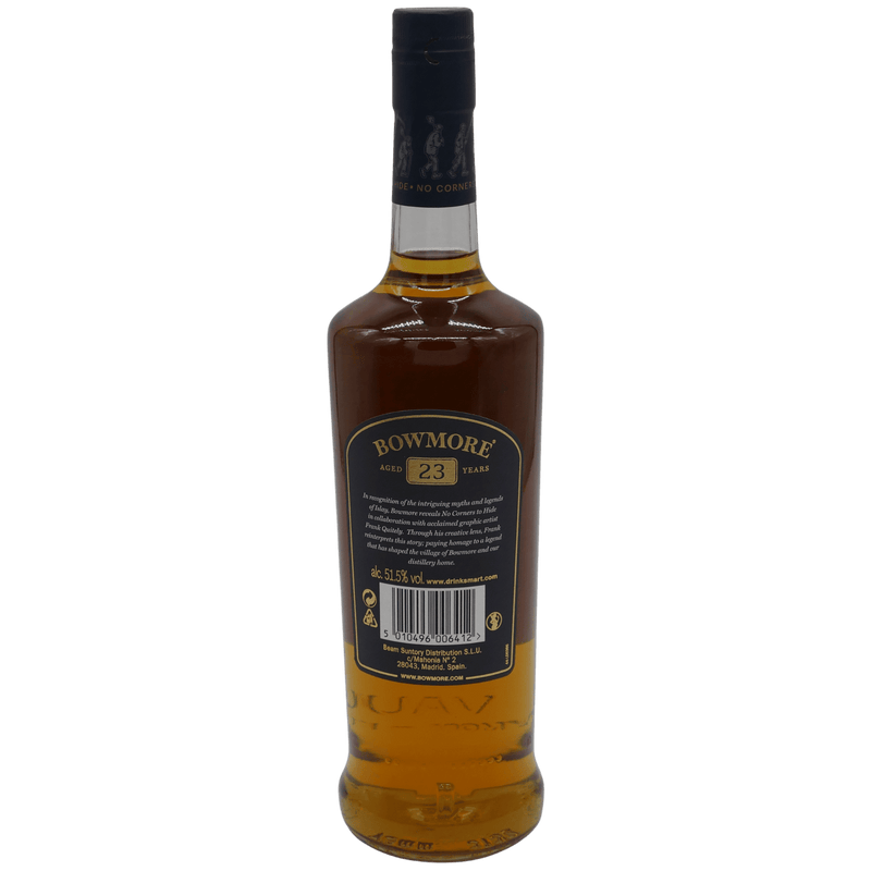 Rückseite der Flasche Bowmore 23 Jahre No Corners To Hide (2021)