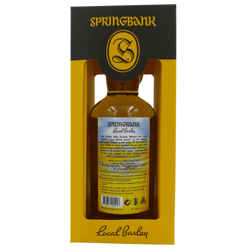 Springbank 11 Local Barley (2022) Flasche in Case Rückseite