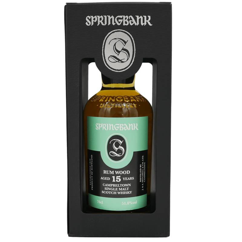 Springbank 15 Rum Wood (2019) Flasche in Case Vorderseite