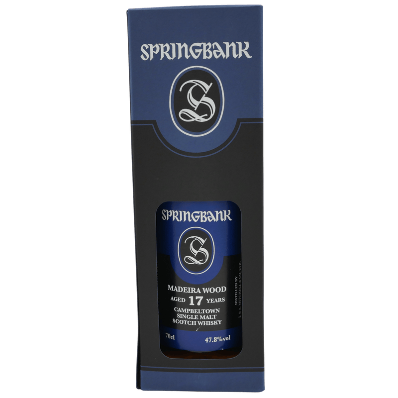 Springbank 17 Madeira Wood (2020) Flasche in Case Vorderseite